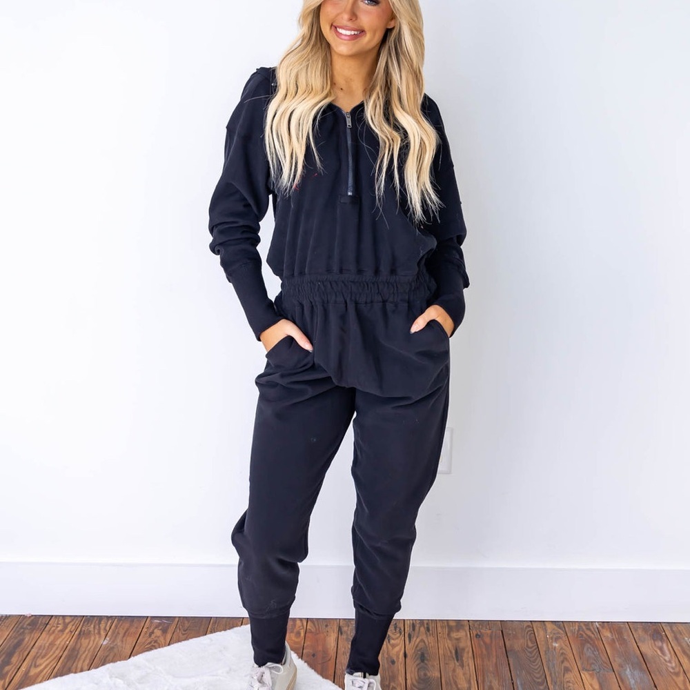 Free People Midnight Black Cropped Jumpsuit